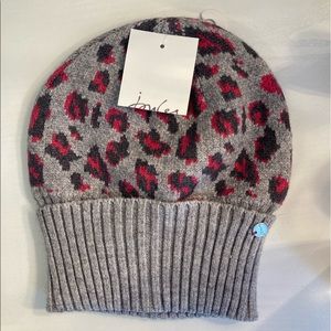 Joules Trissy Jacquard pink and grey leopard hat